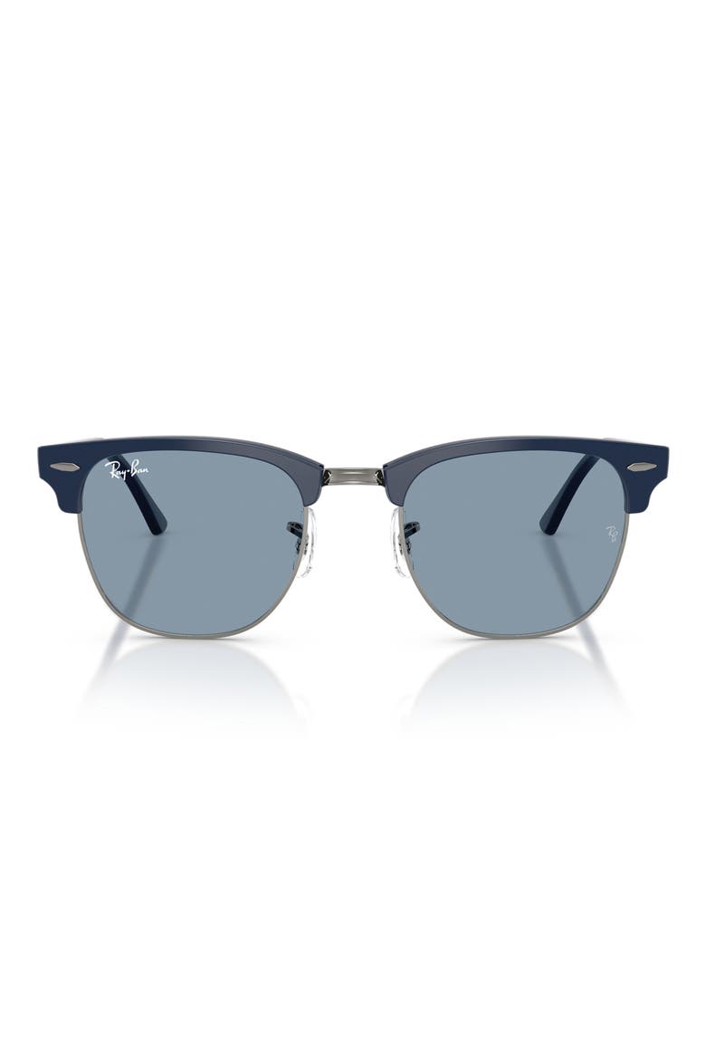 Clubmaster 51mm Square Sunglasses, Main, color, BLU ON GUNMETAL / BLUE