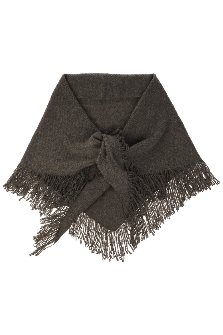 Knitted Triangle Scarf Wrap with Fringe, Main, color, HEATHER