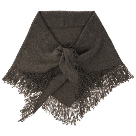 Knitted Triangle Scarf Wrap with Fringe