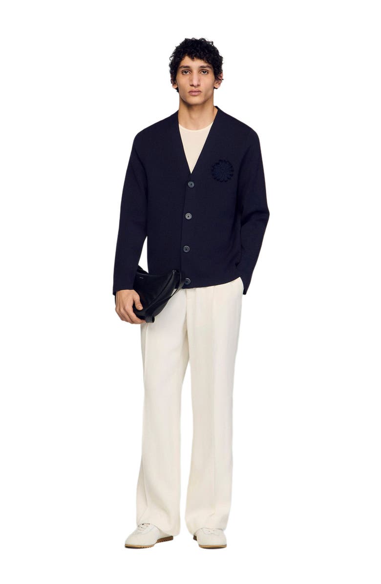 SANDRO Flower crochet cardigan, Alternate, color, Navy Blue