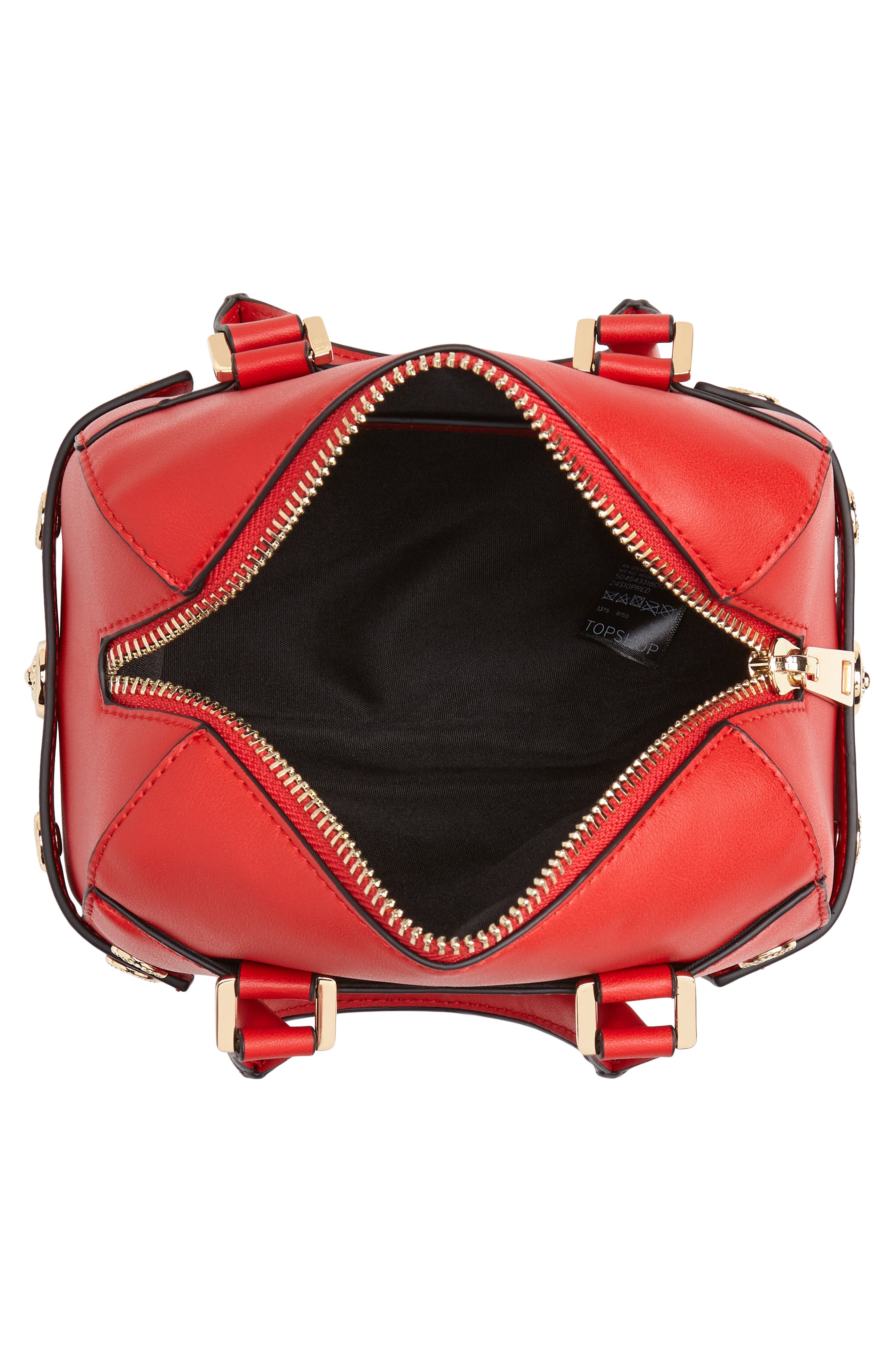 Bianca Studded Faux Leather Bowler Bag, Alternate, color, RED MULTI