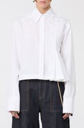 SPORTMAX Certo Pleated Crop Poplin Button-Up Shirt