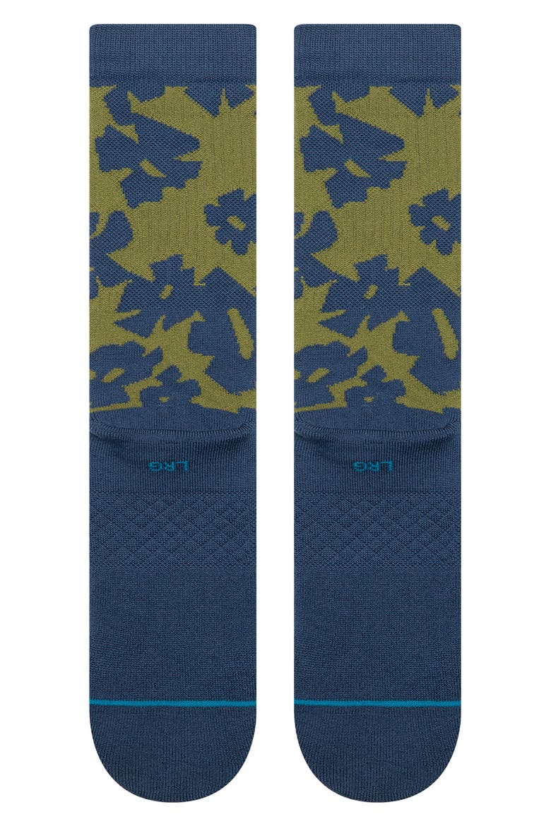 Stomped Combed Cotton Blend Crew Socks, Alternate, color, OLIVE