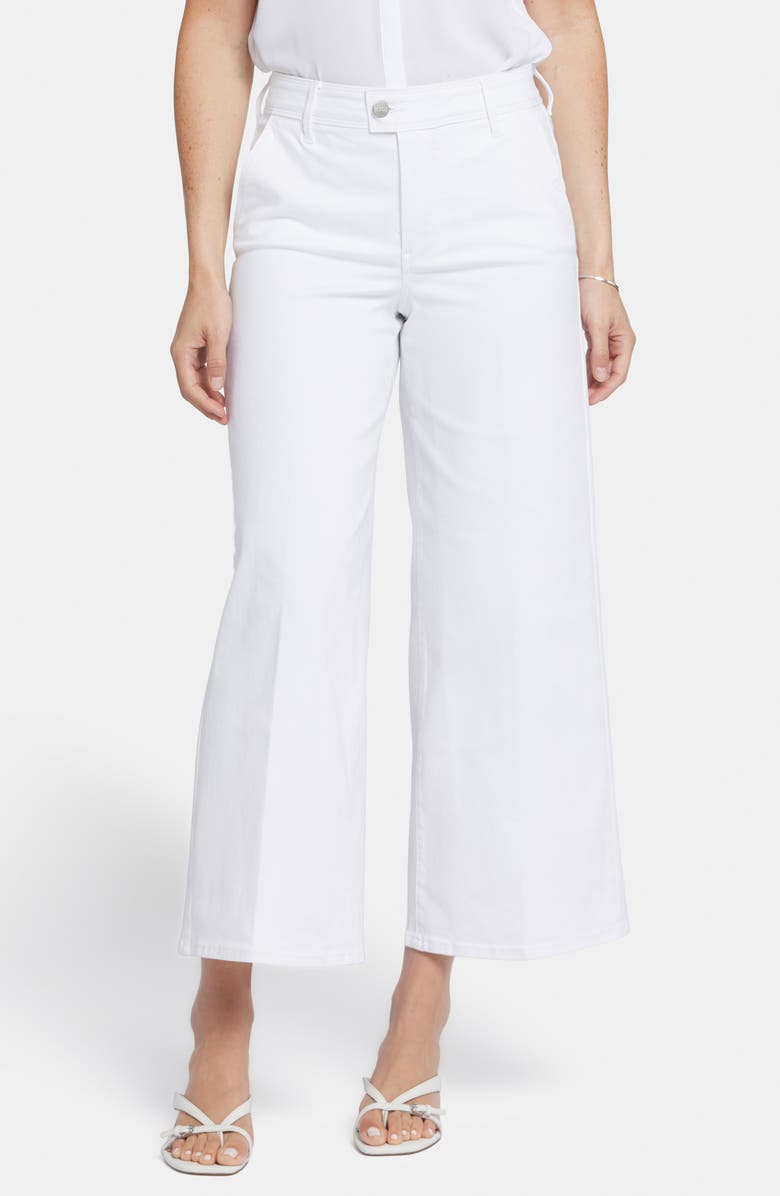 NYDJ Mona High Waist Ankle Wide Leg Trouser Jeans, Main, color, Optic White