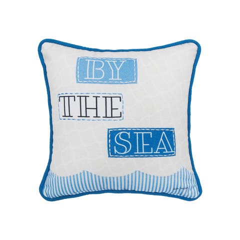 By The Sea Printed and Applique Small Petite Accent Throw Pillow