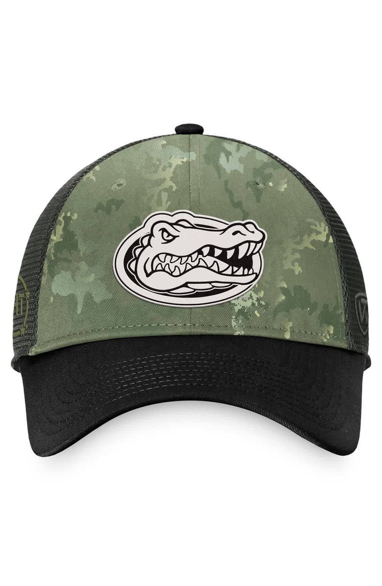 TOP OF THE WORLD Men's Top of the World Hunter Green/Gray Florida Gators OHT Military Appreciation Unit Trucker Adjustable Hat, Alternate, color, 