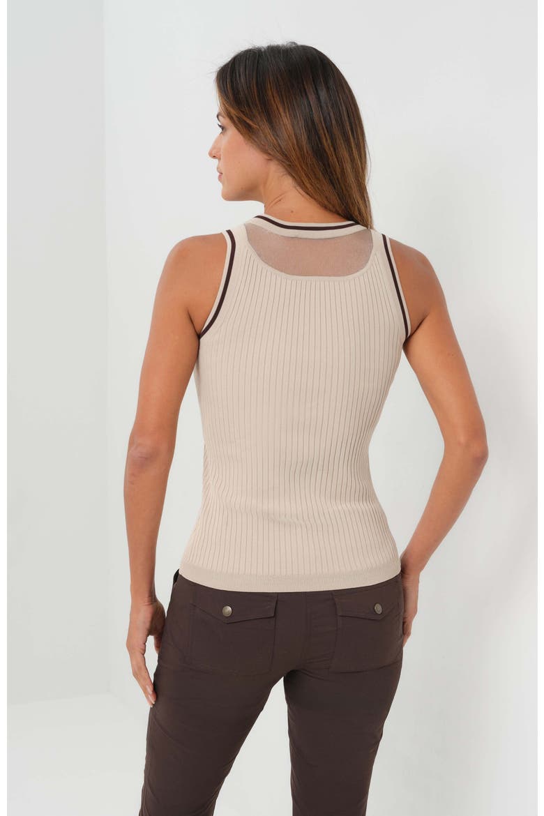 Gio Mixed-Stitch Rib Sweater Top, Alternate, color, Champagne/Espresso