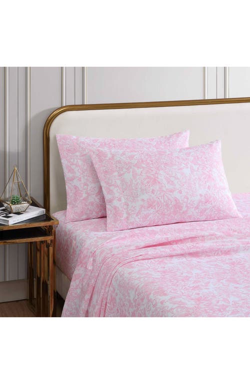 Betsey Johnson Fairytale Floral Sheet Set In Pastel Pink
