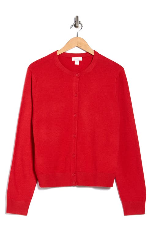 Nordstrom Rack Crewneck Button Front Cardigan In Red