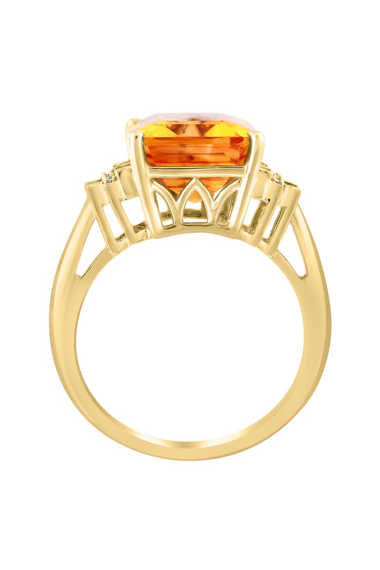 14K Yellow Gold Emerald-Cut Citrine Diamond Statement Ring, Alternate, color, 14K Gold