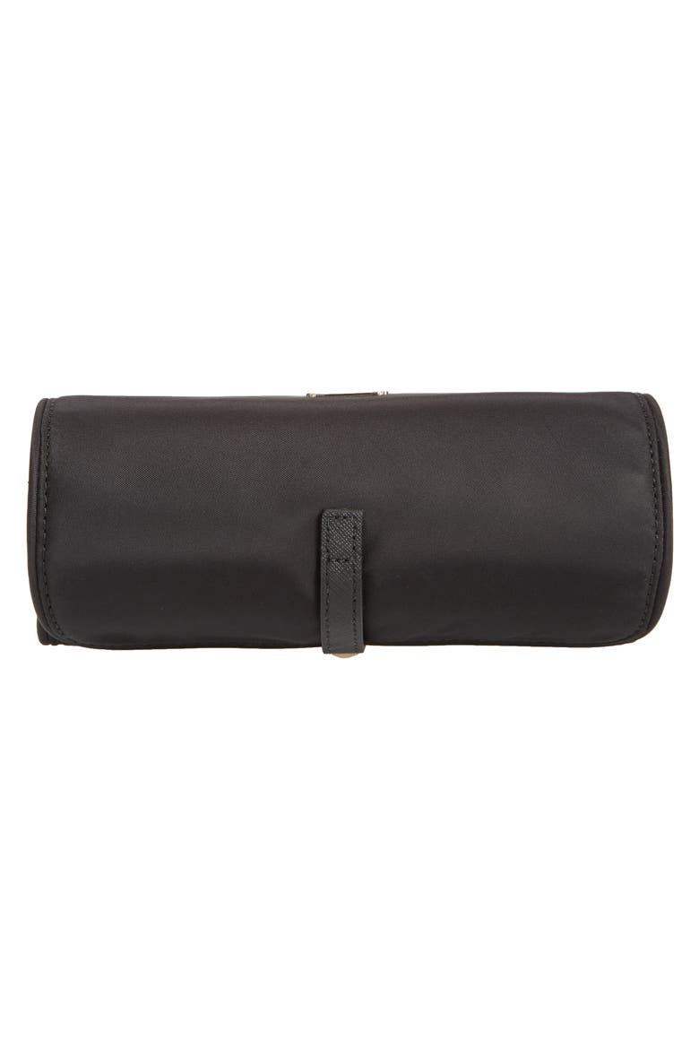 classic nylon jewelry roll, Alternate, color, BLACK