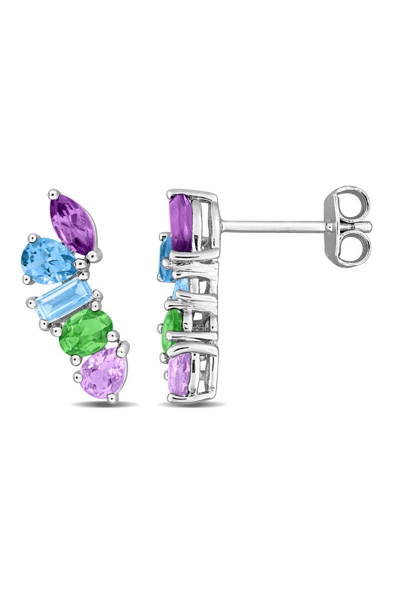 Sterling Silver Multi-Shaped Crawler Earrings, Main, color, MULTICOLOR