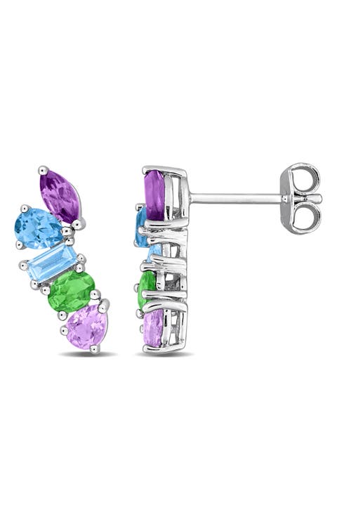 Sterling Silver Multi-Shaped Crawler Earrings