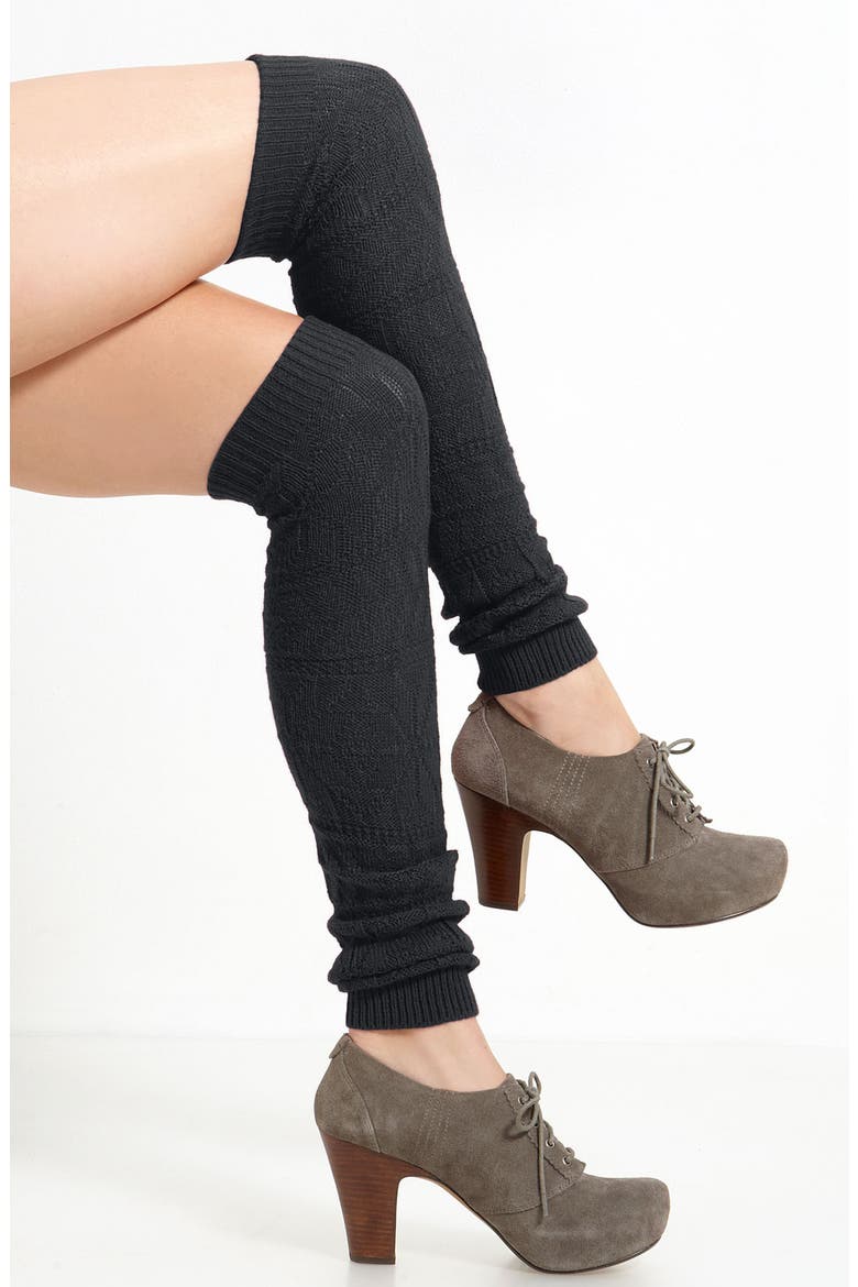 Solid Fair Isle Leg Warmers, Main, color, BLACK ROCK