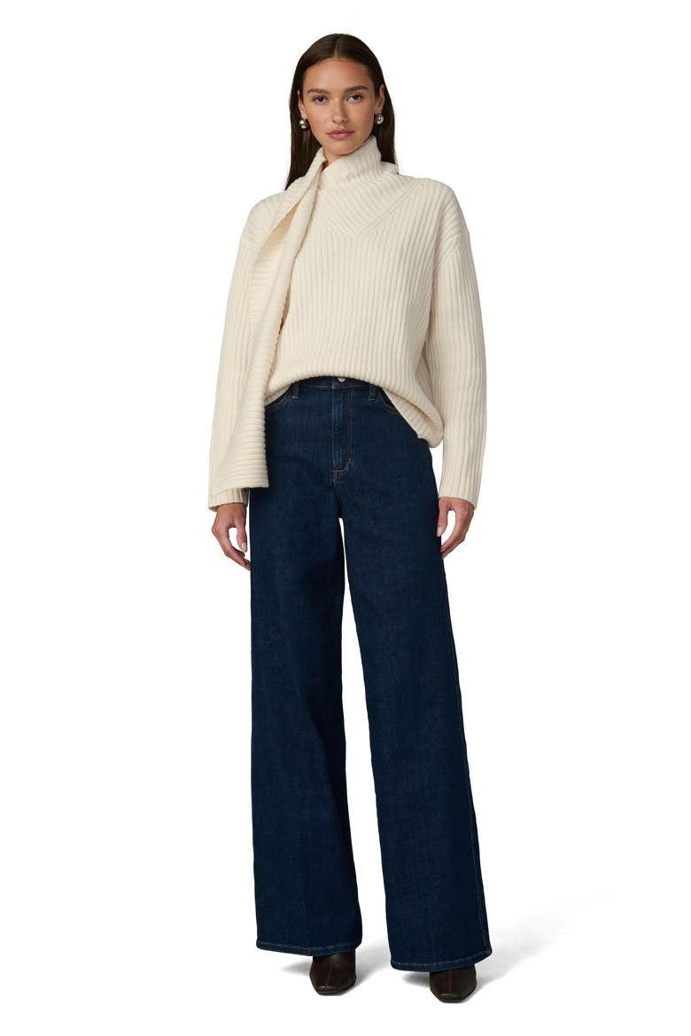 The Noa Ribbed Wool Blend Scarf Sweater, Alternate, color, ECRU