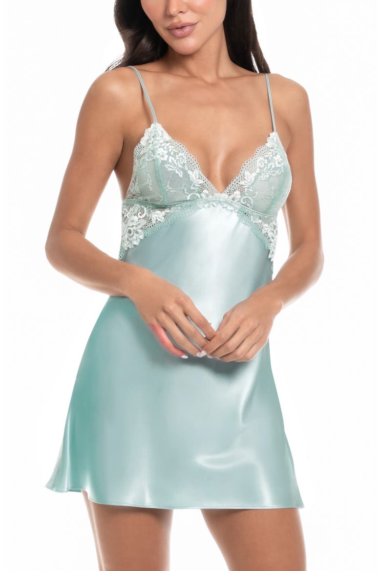 Lillie Lace Trim Chemise, Main, color, PALE TURQUOISE