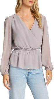 matty m. Long Sleeved Peplum Top