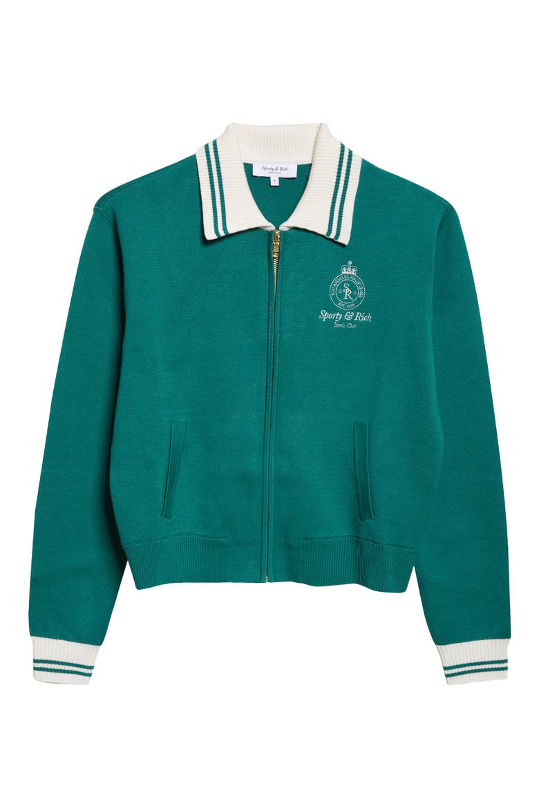 Crown Embroidered Full Zip Cardigan, Alternate, color, ALPINE