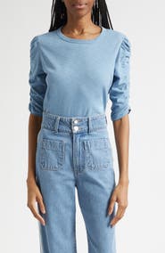 Veronica Beard Waldorf Ruched Sleeve Top