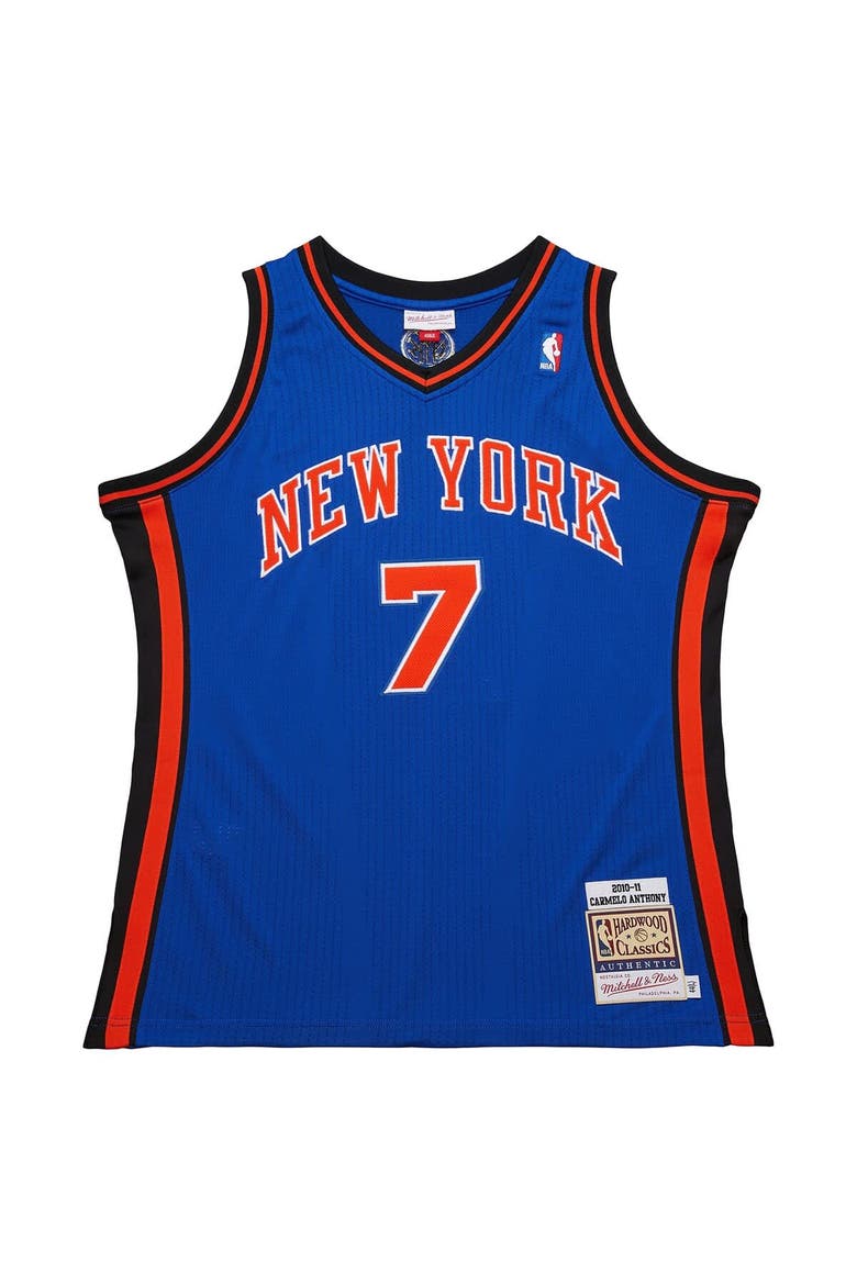 Men's Mitchell & Ness Carmelo Anthony Blue New York Knicks 2010/11 Hardwood Classics Authentic Jersey, Alternate, color, Blue