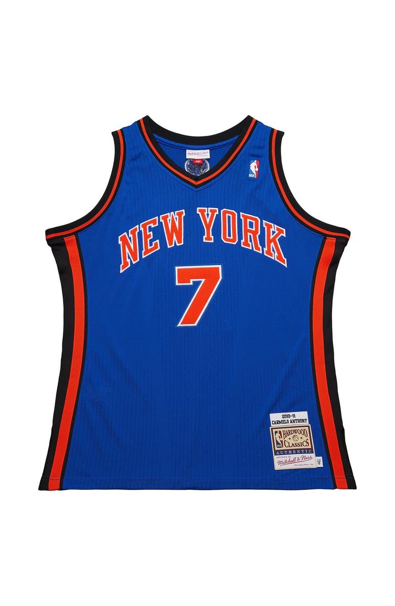 Mitchell & Ness Men's Mitchell & Ness Carmelo Anthony Blue New York Knicks 2010/11 Hardwood Classics Authentic Jersey, Alternate, color, Blue