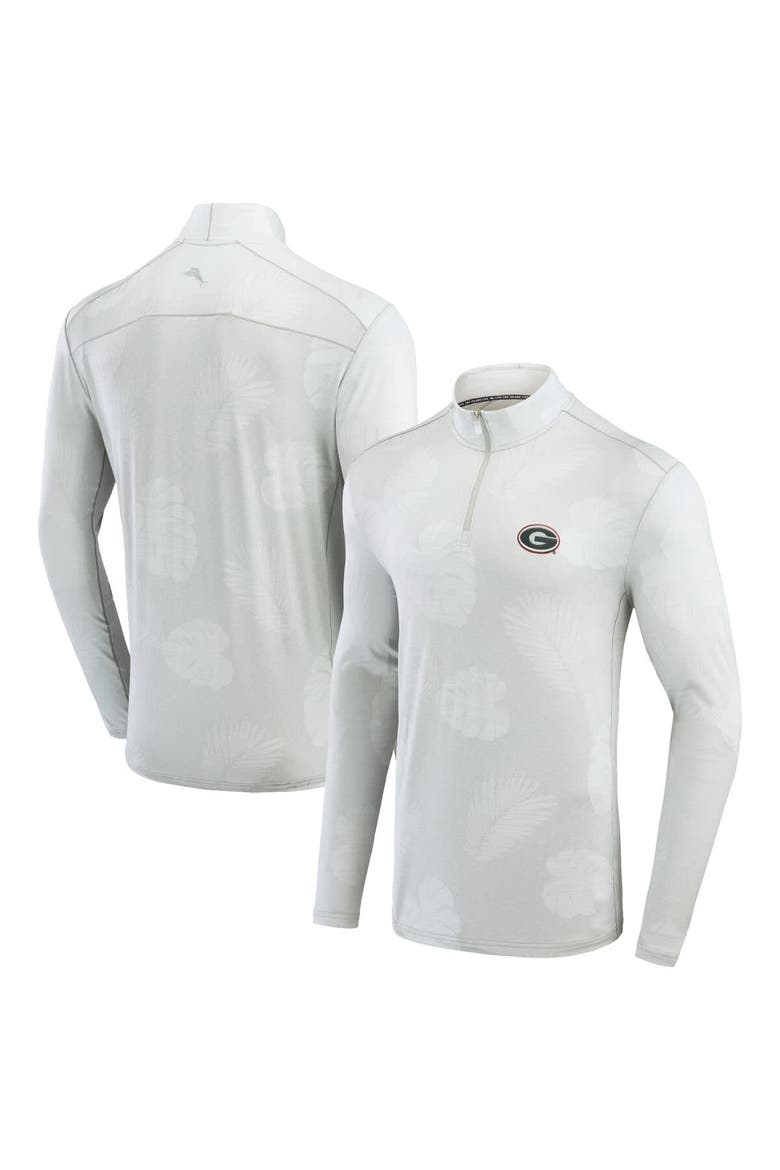 Men's Tommy Bahama Gray Georgia Bulldogs Delray Frond IslandZone Half-Zip Jacket, Alternate, color, Gray