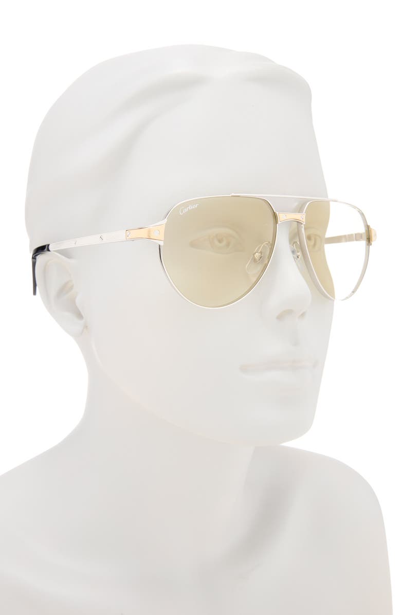 Cartier 59mm Aviator Reading Glasses, Alternate, color, Silver