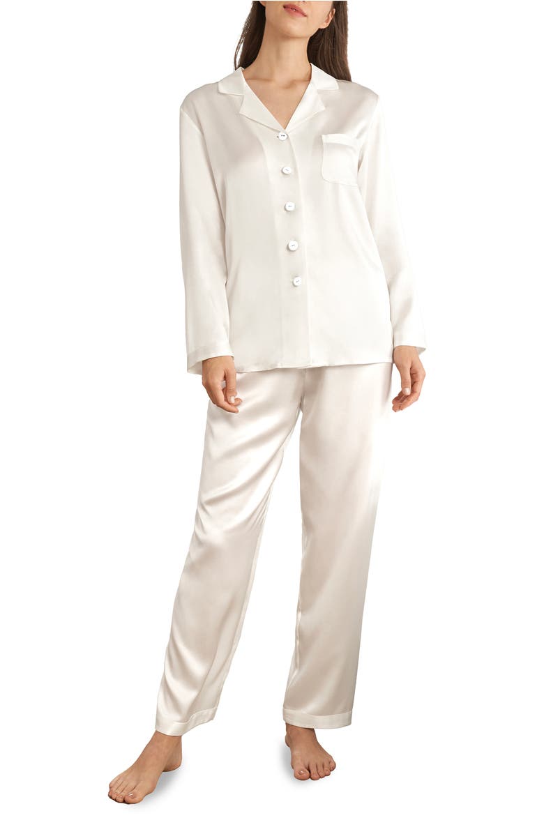 Lilysilk Full Length Silk Pajamas Set, Main, color, Natural White