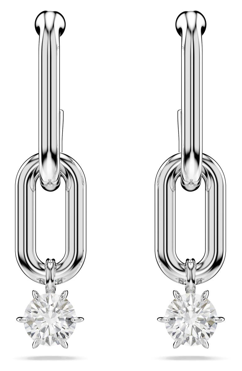 Swarovski Constella Crystal Drop Earrings, Main, color, Rhodium/ White