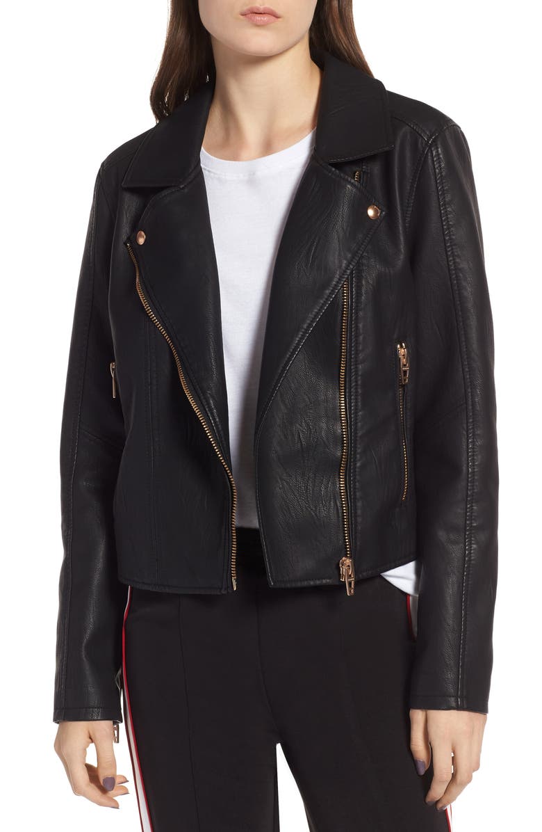 BLANKNYC Meant to Be Moto Jacket with Removable Hood, Alternate, color,