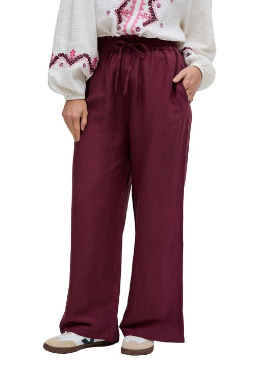 Raffya Paulina Wide Leg Trouser In Burgundy