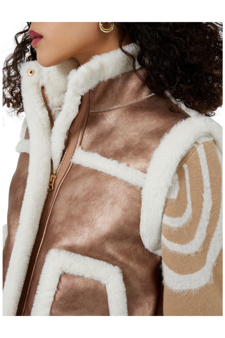 Balia Faux Fur Vest, Alternate, color, METALLIC-CREAM MULTI