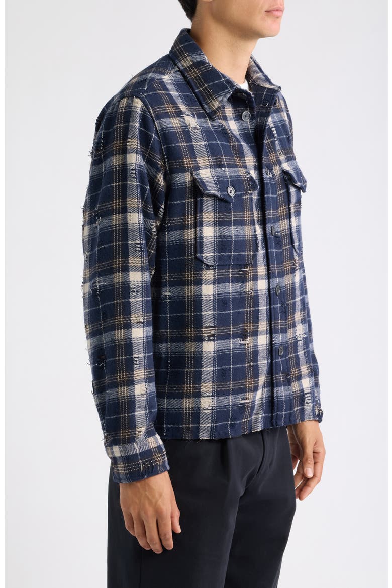 Rei Distressed Plaid Cotton Button-Up Shirt, Alternate, color, MYSTIC BLUE