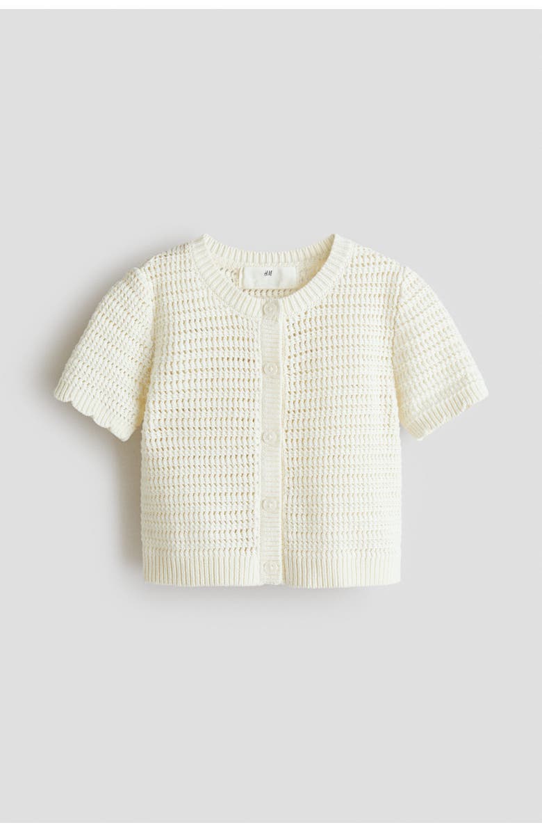 H&M Textured-knit cardigan, Alternate, color, Cream