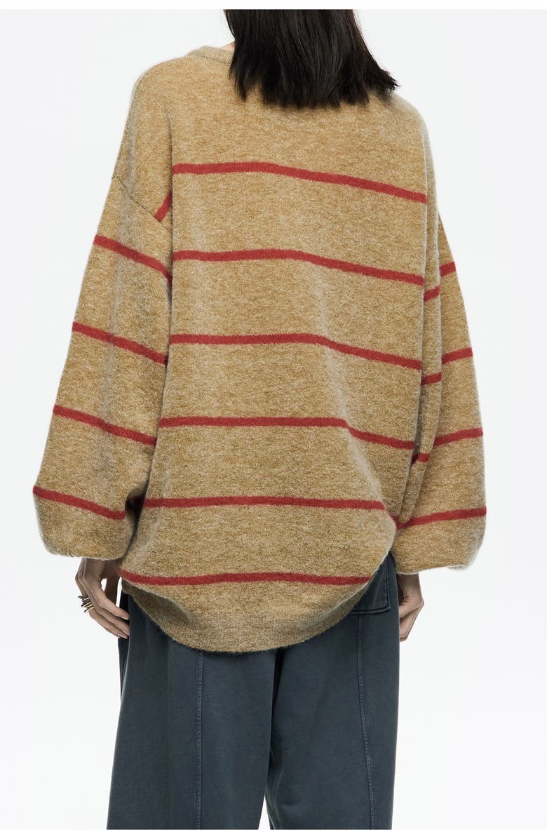 Bimba y Lola Striped Mohair Sweater, Alternate, color, Light Khaki