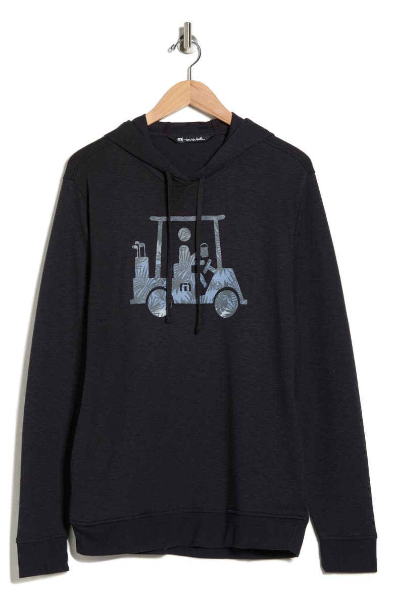 TravisMathew Social Jet Lag Graphic Hoodie, Alternate, color, Black