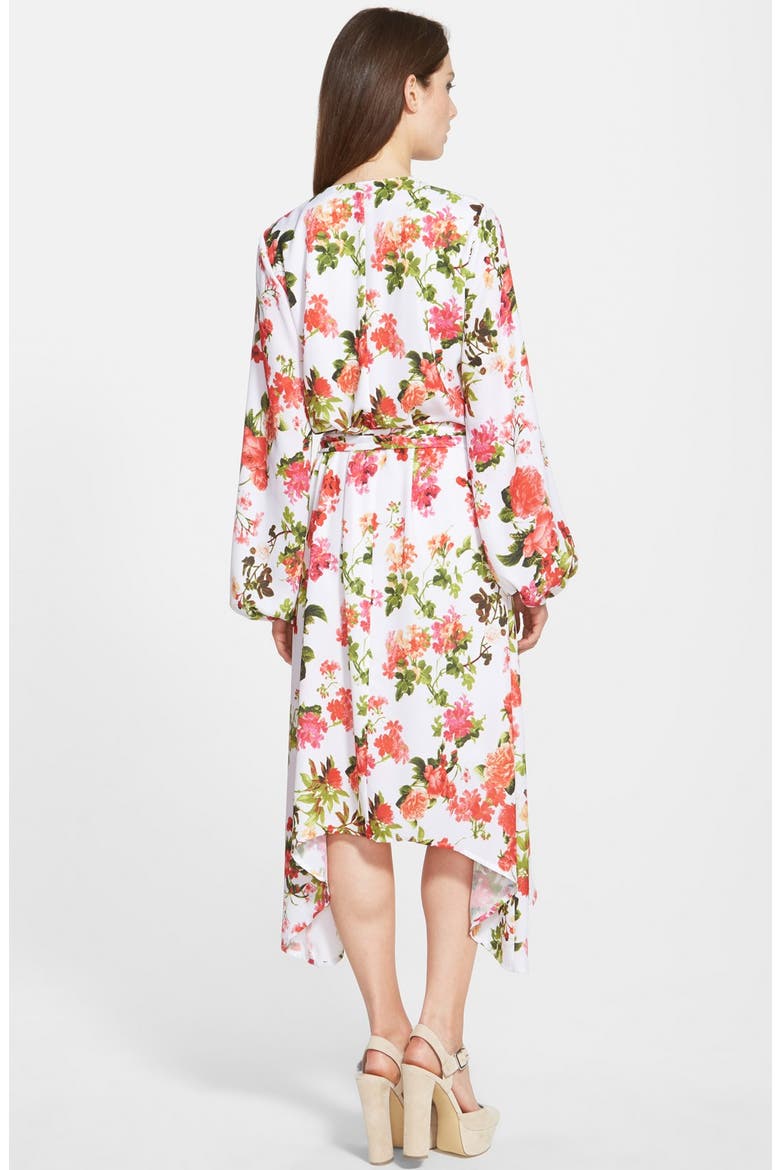 Handkerchief Hem Long Sleeve Dress, Alternate, color, FLORAL WHITE