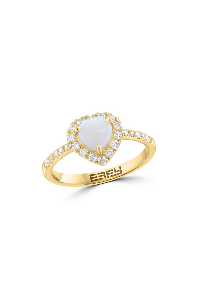 Opal Heart & Diamond Halo Ring, Main, color, WHITE