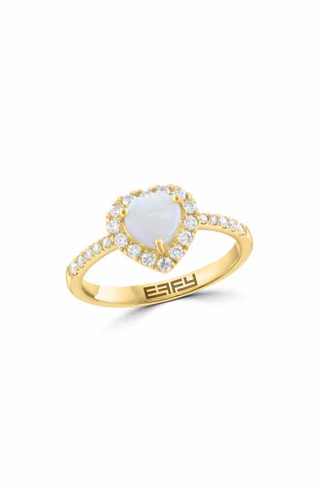 EFFY Opal Heart & Diamond Halo Ring