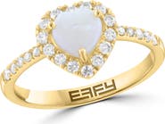 EFFY Opal Heart & Diamond Halo Ring