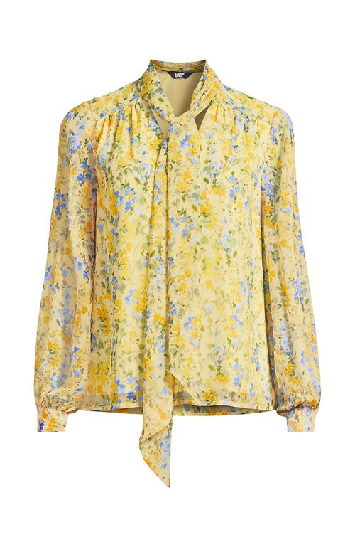 Lands' End Chiffon Removable Tie Neck Blouse In Gold