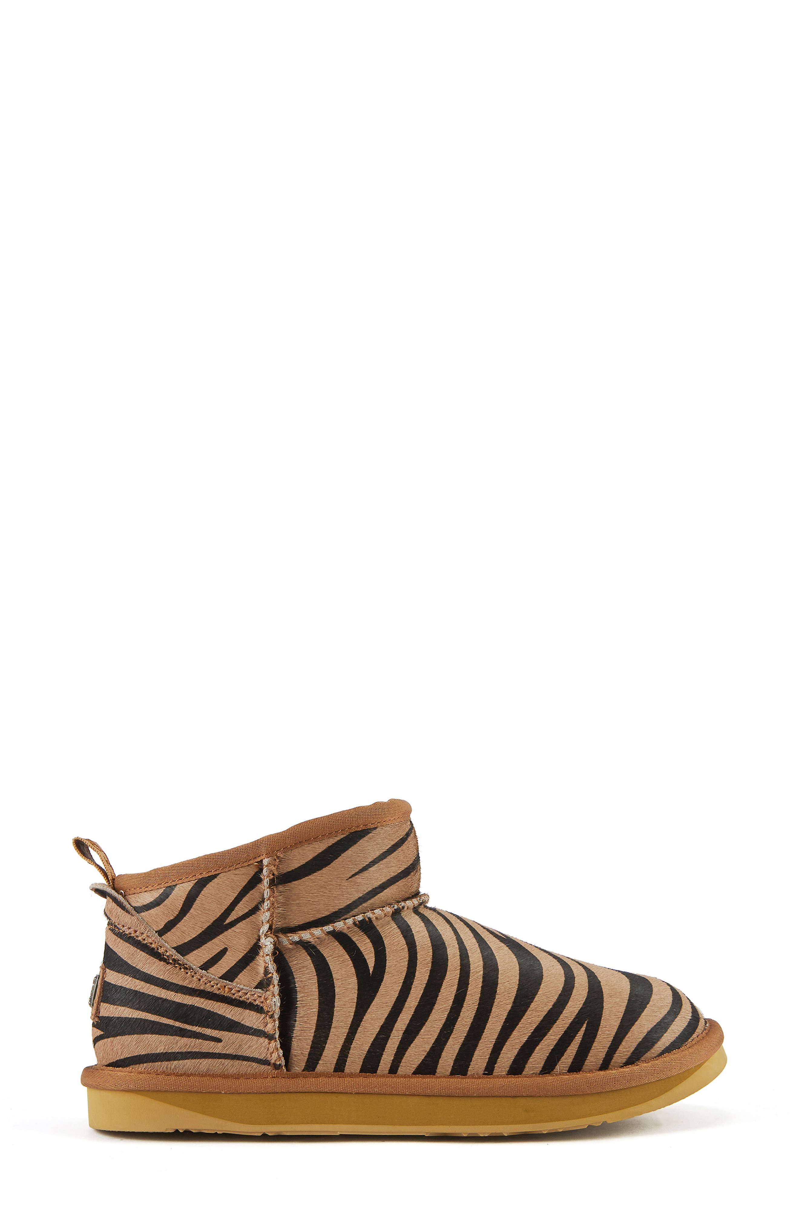 Australia Luxe Collective Cosy Ultra Short Genuine Shearling Bootie, Alternate, color, Zebra