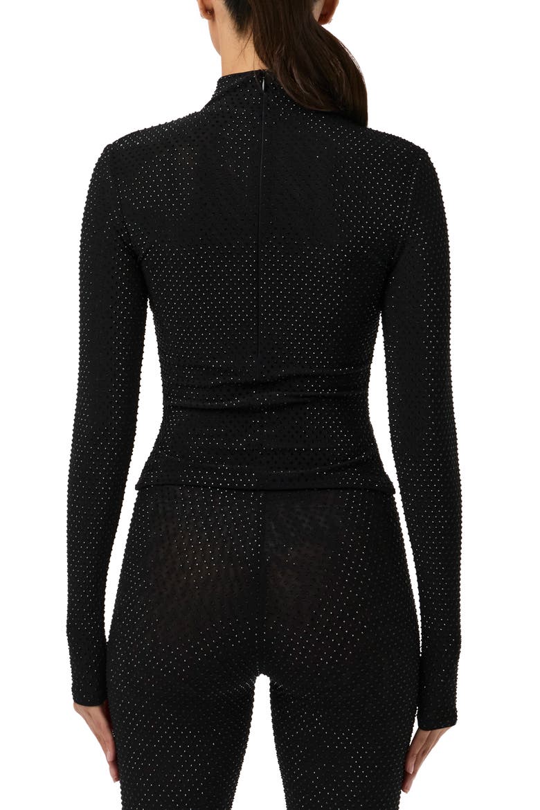 Rhinestone Long Sleeve Top, Alternate, color, BLACK