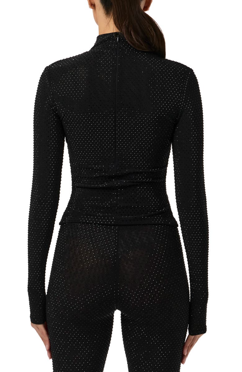 Naked Wardrobe Rhinestone Long Sleeve Top, Alternate, color, Black