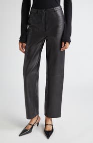 LOULOU DE SAISON Cobe Lambskin Leather Straight Leg Pants