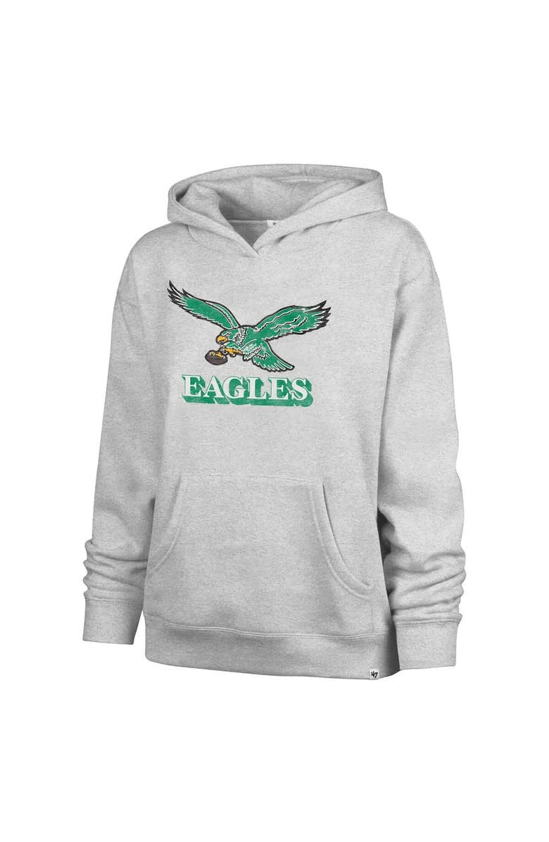 '47 Women's '47  Gray Philadelphia Eagles Distressed Standout Naomi Pullover Hoodie, Alternate, color, Gray