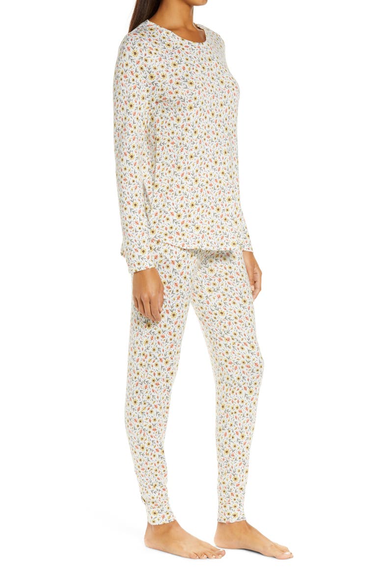 Crew Jogger Pajamas, Alternate, color, SUNFLOWER DITSY WHITE SD