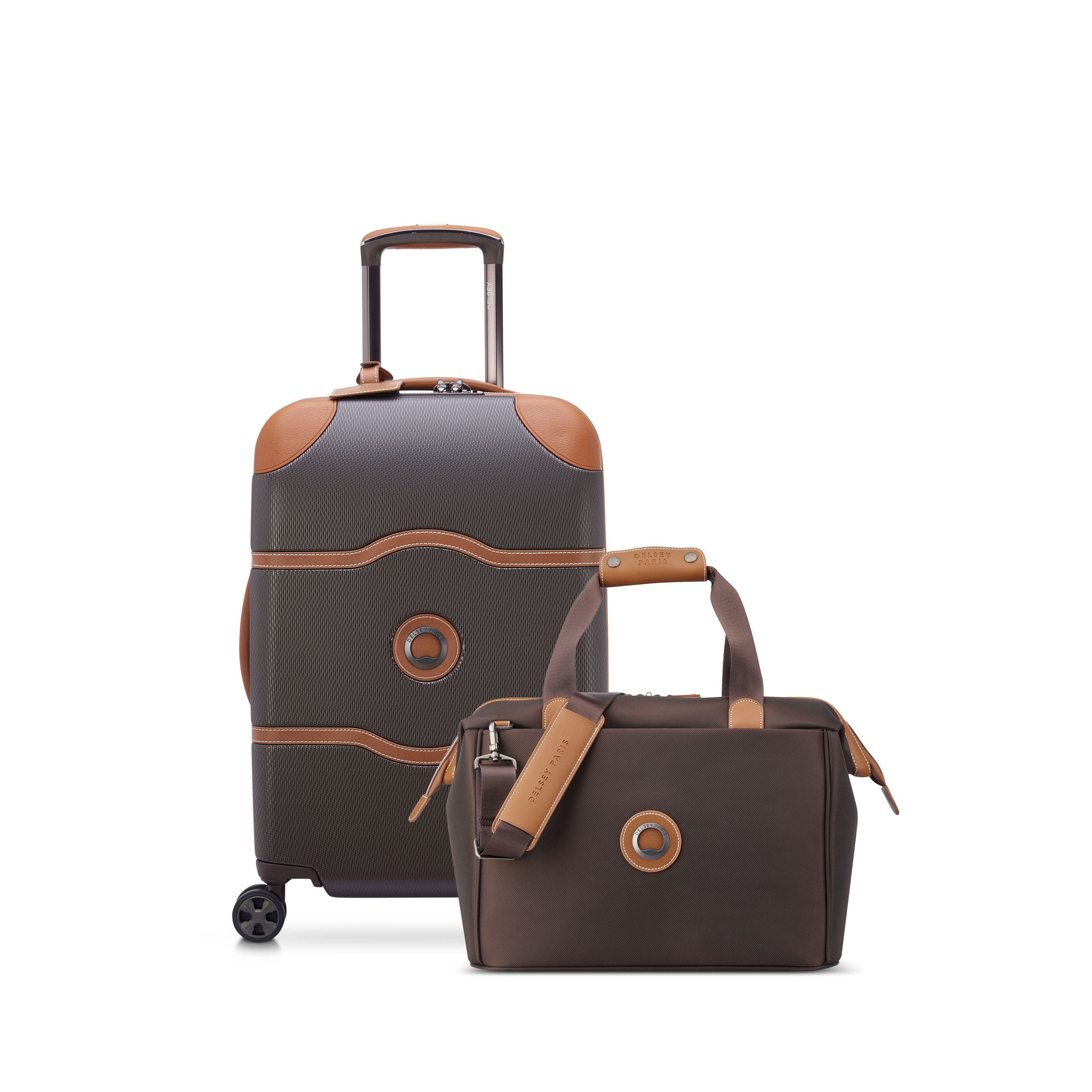 Delsey Paris Chatelet Air 2.0  2 Piece Set  21" CarryOn Spinner & Weekender Luggage Set, Main, color, Brown