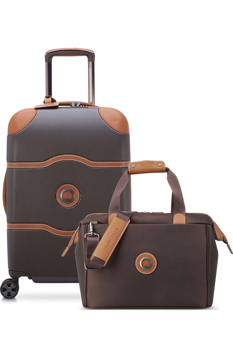 Delsey Paris Chatelet Air 2.0 2 Piece Set 21" CarryOn Spinner & Weekender Luggage Set, Main, color, Brown
