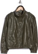 MAX STUDIO Faux Leather Bomber Jacket